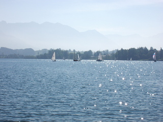 Segelboote auf dem Riegsee - See, Segeln, Boote, Segelboote, Wasser, blau