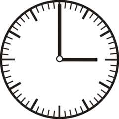 Uhrzeit 3.00   15.00 - Uhr, Uhrzeit, volle Stunde, ganze Stunde, Zeit, Zeitspanne, Zeitpunkt, Zeiger, Mechanik, Zeitskala, Zeitgeber, Analoguhr, Zifferblatt, Ziffernblatt, rechtsdrehend, Uhrzeigersinn, Minute, Kreis, Winkel, Grad, Mathematik, Größen, messen, time, clock, ermitteln, Zeitraum, Dauer, Frist, Termin, Zeitabschnitt