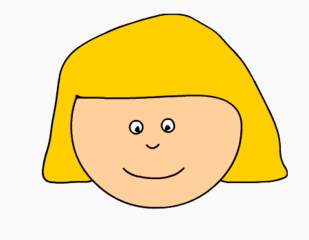 Mädchen - Kind, Kopf, Haare, blond, Augen, Mund, Illustration