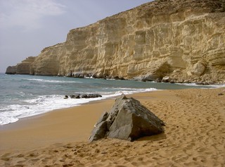 Red Beach - Strand, Steilfelsen, Stein, Wasser, Kreta, Insel, Red Beach, Roter Sand, Griechenland, Mittelmeer, Ufer
