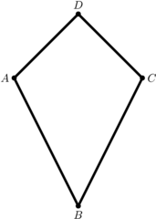 Drachen mit Eckenbeschriftung #2 - Drachen, Viereck, Geometrie, Figur, eben, plan, Ecke, Winkel, gleichlang, Deltoid