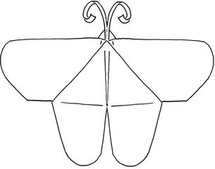 Origami-Schmetterling  #2 - Schmetterling, Falter, Origami, Papier, Illustration, Anlaut Sch, symmetrisch, Symmetrie, basteln