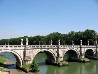 Rom - Engelsbrücke #1 - Italien, Rom, Engelsbrücke, Engelsburg, Tiber, Architektur, Skulptur, Brücke, Fluss, Stadt