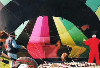 Ballonfahrt #9 - Ballon, Ballonfahrt, Heißluft, Heißluftballon, Auftrieb, Luft, fliegen, bunt, Feuer, Korb