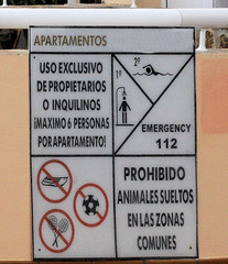 Spanisches Hinweisschild  - Schild, Hinweis, Information, spanisch, Spanien, Verbot, Piktogramm