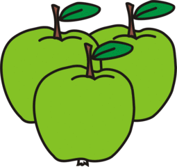 Äpfel - Apfel, Äpfel, grün, drei, Obst, Frucht, Anlaut Ae