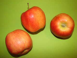 Äpfel - Äpfel, Apfel, Anlaut AE, Obst, Frucht, Royal Gala, rot, süß, Kernobst, Rosengewächs, Kerne, drei