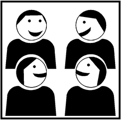 Piktogramm Kooperatives Lernen - Gruppenarbeit #1 - Gruppenarbeit, Sozialform, Zusammenarbeit, Gruppe, kooperativ, Austausch, vier