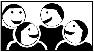 Piktogramm Kooperatives Lernen - Gruppenarbeit #2 - Gruppenarbeit, Sozialform, Zusammenarbeit, Gruppe, kooperativ, Austausch, vier