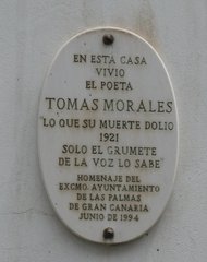 En esta casa vivió .... - Schild an einem spanischen Haus - Gedenktafel, Tomas Morales, Spanisch