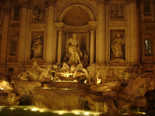 Rom - Fontana di Trevi -Trevibrunnen - Italien, Rom, Trevibrunnen, Brunnen, Beleuchtung, Nacht, Fontana, Trevi, Wasser, Skulptur, Marmor, Plastik