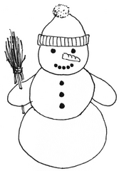 Schneemann mit Mütze 1 - Winter, Schnee, Schneemann, kalt, Illustration, Anlaut Sch, Wörter mit Doppelvokal