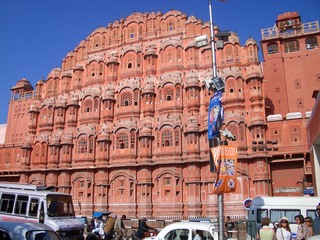 Palast der Winde - Palast, Fassade, Maharaja, Jaipur, Indien, Hawa Mahal, Lustschloss, Sandstein, Fassade