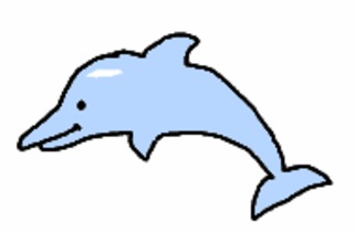 Delfin gemalt (bunt) - Delfin, Wassertier, Illustration, Anlaut D