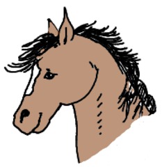 Pferd gemalt (bunt) - Pferd, Säugetier, Bauernhof, Nutztier, Illustration, Anlaut P